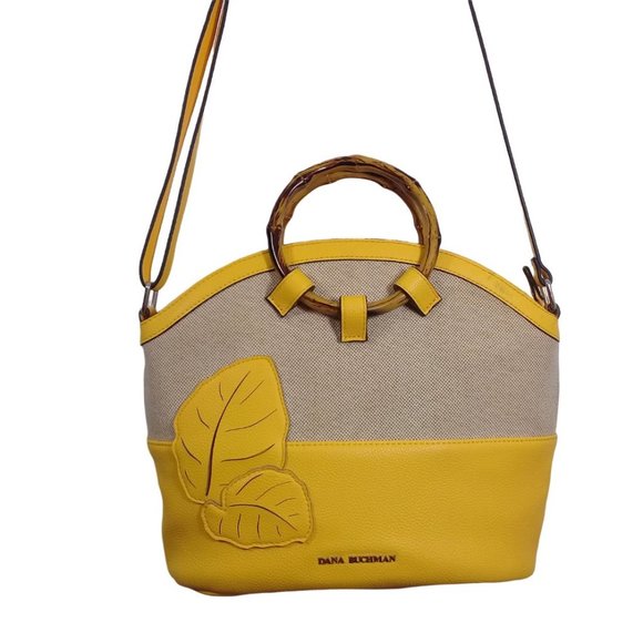 Dana Buchman Shoulder, Hand or Crossbody Bag in Yellow and Tan - Picture 7 of 14
